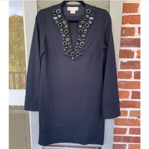 Michael Kors Black Dress with Embellished Neckline
